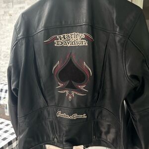 Harley-Davidson Women's Black Leather Jacket with Spade Design